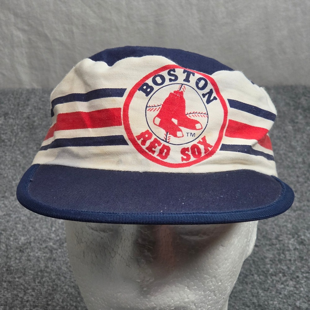 Vintage Boston Red Sox Painter Hat Blue Striped 80s MLB Licensed Baseball Cap